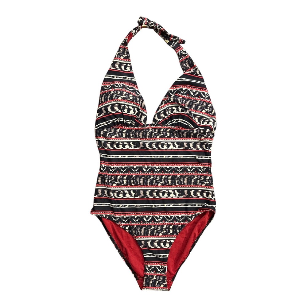 NEW Autograph Marks & Spencer Halter Neck One-Piece Swimsuit Red Print US‎ 14-16